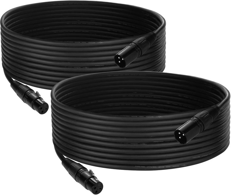 Czgor DMX Cable 25 ft, 2 Pack Flexible 3 Pin Signal XLR Male to Female DMX Cable Wire,Suitable for Stage Lighting Signal XLR Connection Stage Light Cables for Par Light Input & Output - Image 1